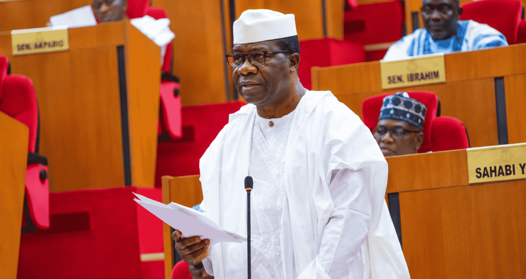 Senate Leader Opeyemi Bamidele speaks on gender inclusion at a book presentation in New York