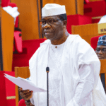 Senate Leader Opeyemi Bamidele speaks on gender inclusion at a book presentation in New York