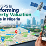 Estate valuer using GPS technology during property inspection in Nigeria