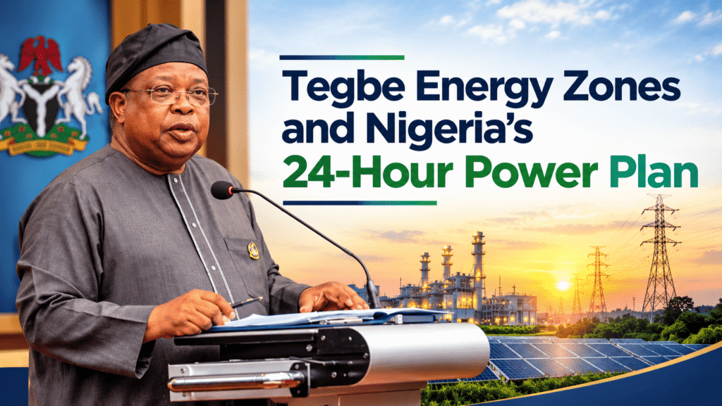 Nigeria’s Power Minister Joseph Tegbe discussing plans for 24-hour Energy Zones